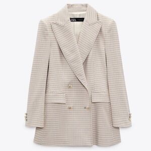 Zara  Plaid Double-Breasted Blazer